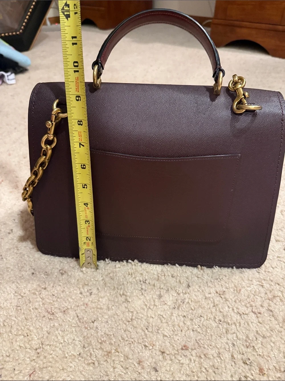 Coach Structured Satchel in Deep Burgundy with Gold Hardware